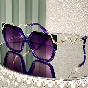 Women's Large Frame Snake Glasses - Snake-Shaped Leg Design, Metal Embellishments - Purple PC Lenses Suitable For Parties, Daily Use, Photography - Sturdy Hinges, Fashionable Luxury Glasses,  Statement, Bold Style, High-Quality Frame, Must-Have For Style