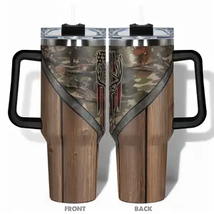 1pc 40oz/30oz/22oz/20oz/14ozCup Stainless Steel Leakproof Insulated Tumbler With Deer Hunting Camouflage American Flag Design, Leakproof Large Capacity, Needed for Gym, Hiking, Travel Ideal Birthday Christmas Gift Perfect Gift