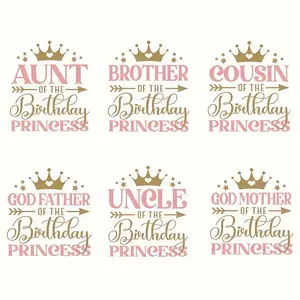 6 Piece DIY Iron-On Transfer Stickers, Perfect for T-Shirts & Jackets, Family Birthday Design, Ideal Small Gift Option Crafts XR-C0075