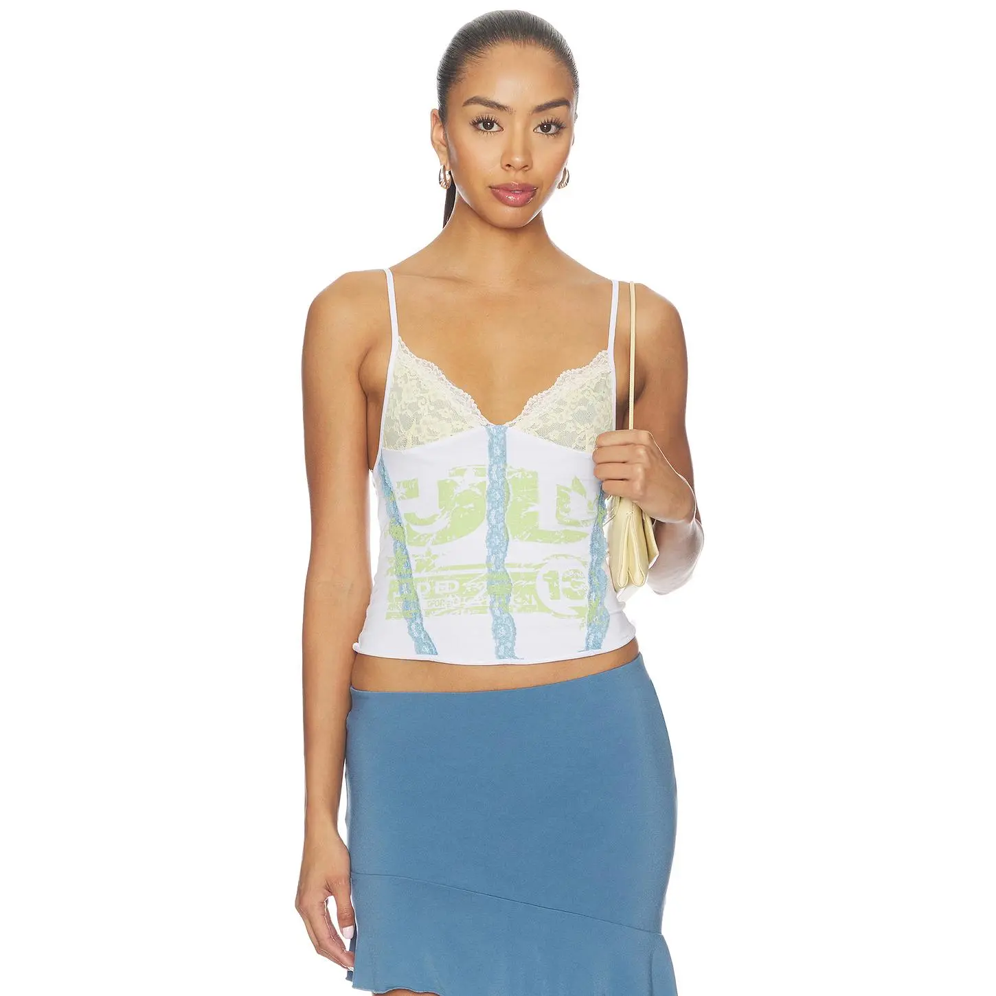 Jaded London Jersey Cami With Lace Cups in Multi
