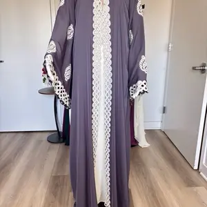 Luxury Layered Abaya with Attached Inner Dress Eid & Ramadan Modest Kimono Style Belted Formal Outfit