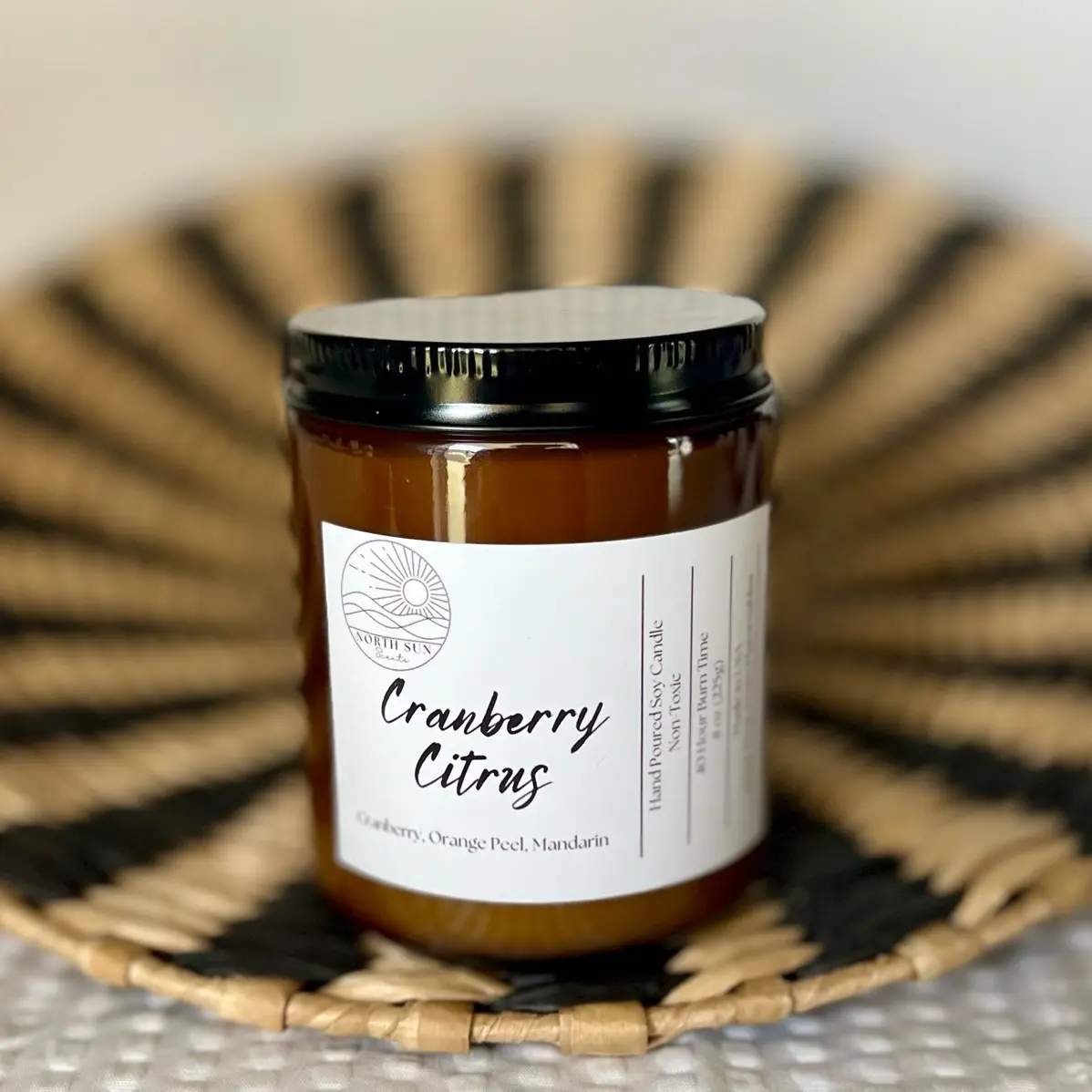 Cranberry Citrus Candle - 8 oz Festive & Zesty Scent | Hand-Poured Soy Wax | Vibrant Home Fragrance
