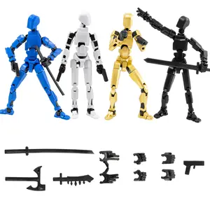4Pack Assembled Titan T-13 Action Figures Set - Lucky Dummy Nova 13 Action Figure Robot Anime Stick Figures Fidget Toys for Boys Multi Movable Joints Gifts Toys for Kids