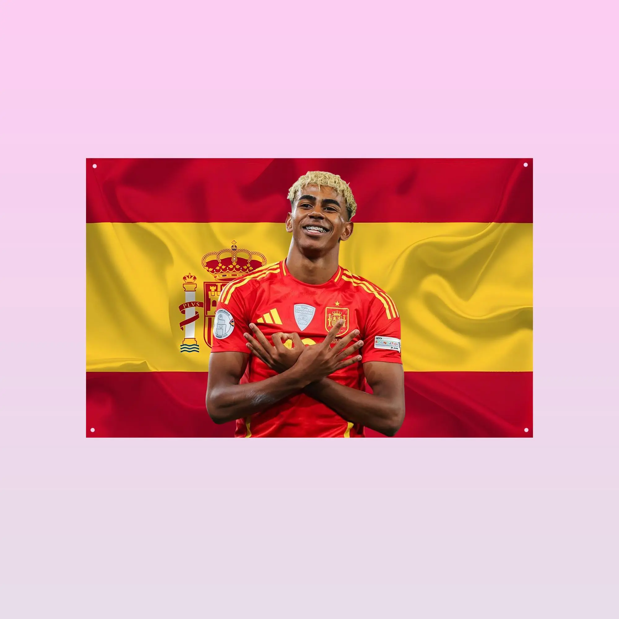 Lamine Yamal Spain Flag | Spain World Cup Football Wall Flag | Soccer Wonderkid Banner | Spanish Fan Decor | Sports Gift