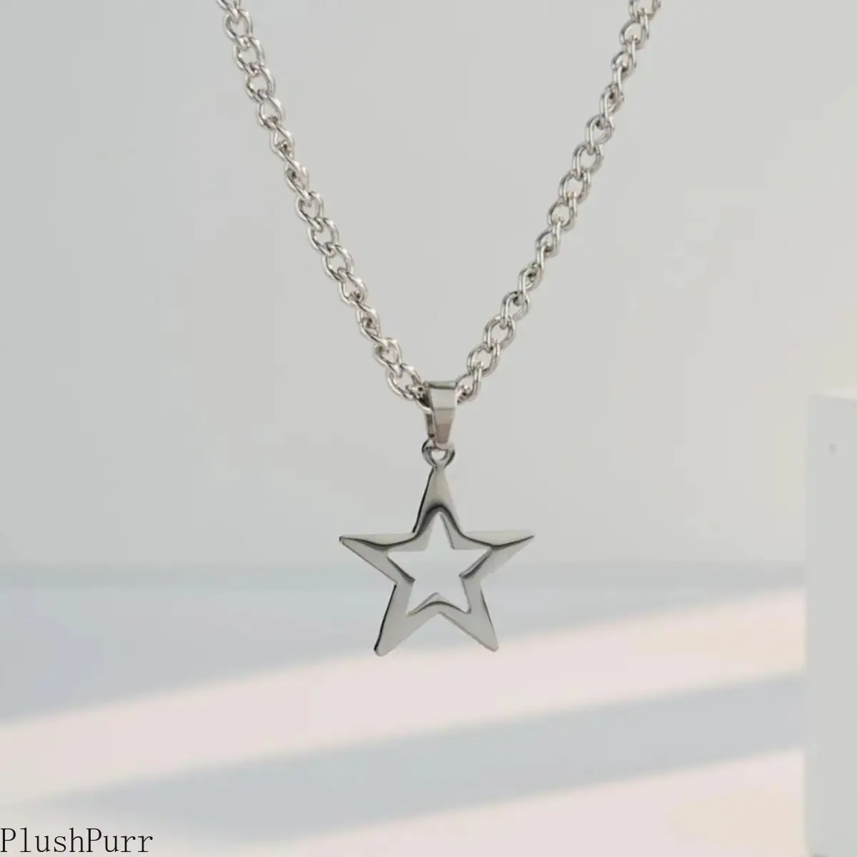 Titanium Star Necklace for Y2K Style, Durable and Lightweight with Unique Star Pendant for Trendy Fashion Looks Minimalist Chain, Chain & Link
