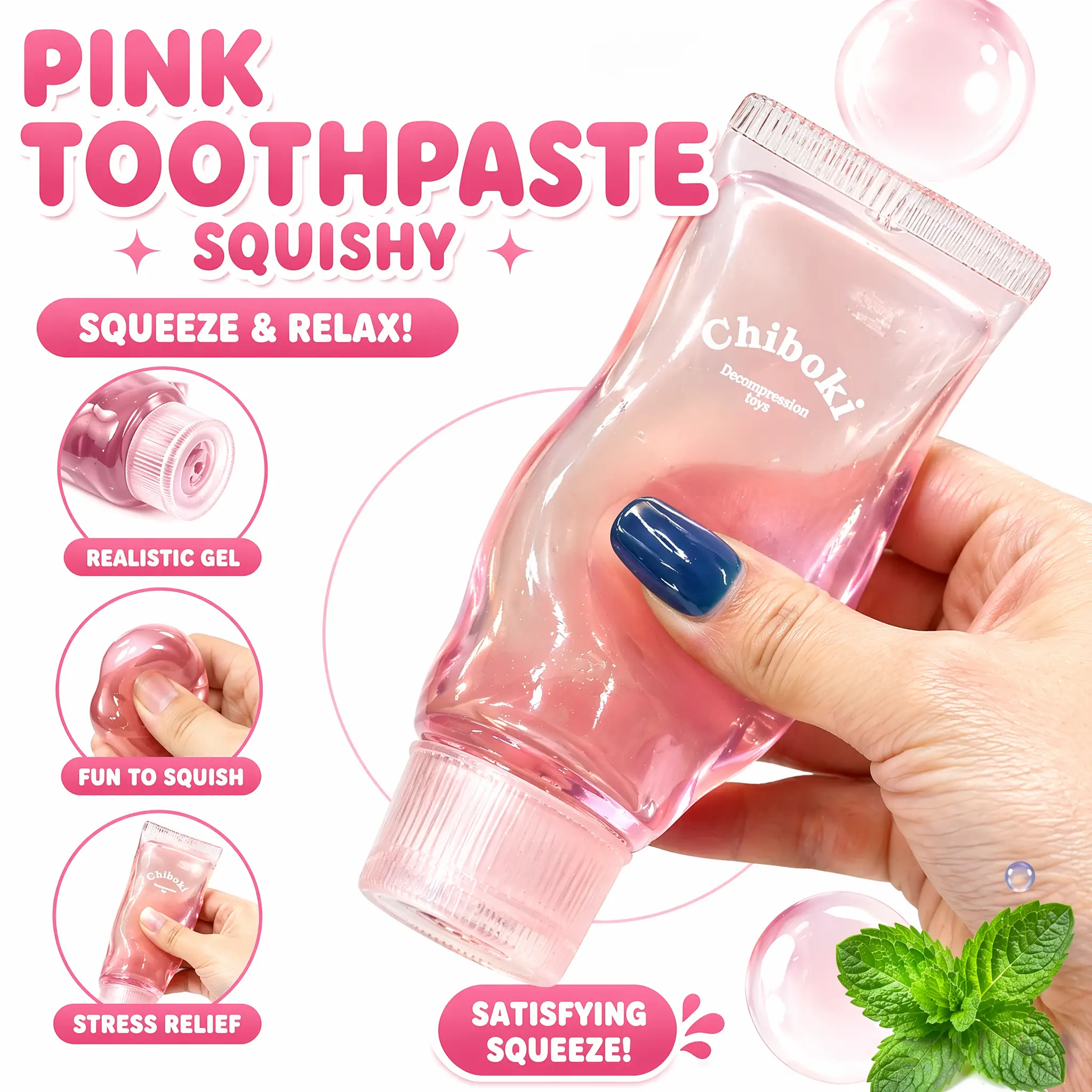Fidget Squish Toy Tooth Shaped Creamy Smooth Squeeze Ball, Slow Rebound Non-Bouncy Malleable Sensory Toy, Viral ASMR Satisfying Play Gift for Teens Adults Kids