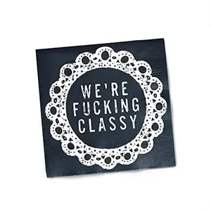 Funny Cocktail Napkins – “WE'RE F'CKING CLASSY” – 20 Pack | Hilarious Disposable Paper Napkins for Parties, Bars, Weddings, Birthdays, Bachelorette & Adult Gatherings