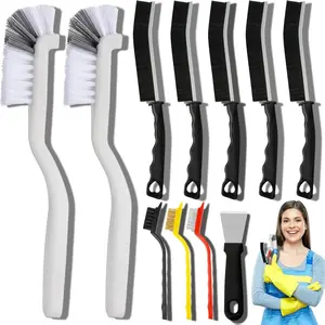 [New Deal]  11Pcs Crevice Cleaning Brush Set, Hard Bristle Cleaning Supplies for Kitchen, Bathroom, Corner, Grout, Sink, Cup, Teapot, Bottle, Blender Home