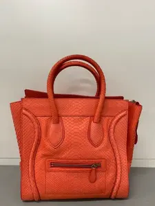 Pre-owned Celine Orange Large Python Leather Luggage Phantom Tote Bag |20381904