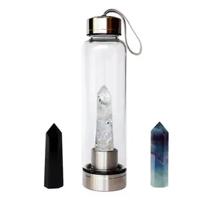 Crystal Healing Drinking Bottle - Reusable Glass Water Bottle