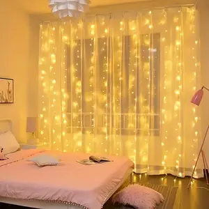 100/200/300 LED Fairy Curtain Light, USB powered, with 8 flashing modes, perfect for decorating window sills, New Year celebrations, bedrooms, wedding parties, Ramadan, Easter, festive indoor atmosphere light string, Fairy Light String
