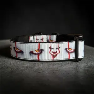 Pennywise Horror Movie IT 1 Inch Dog Collar Thick Ribbon Design Durable Nylon Webbing Various Sizes Handmade with Care