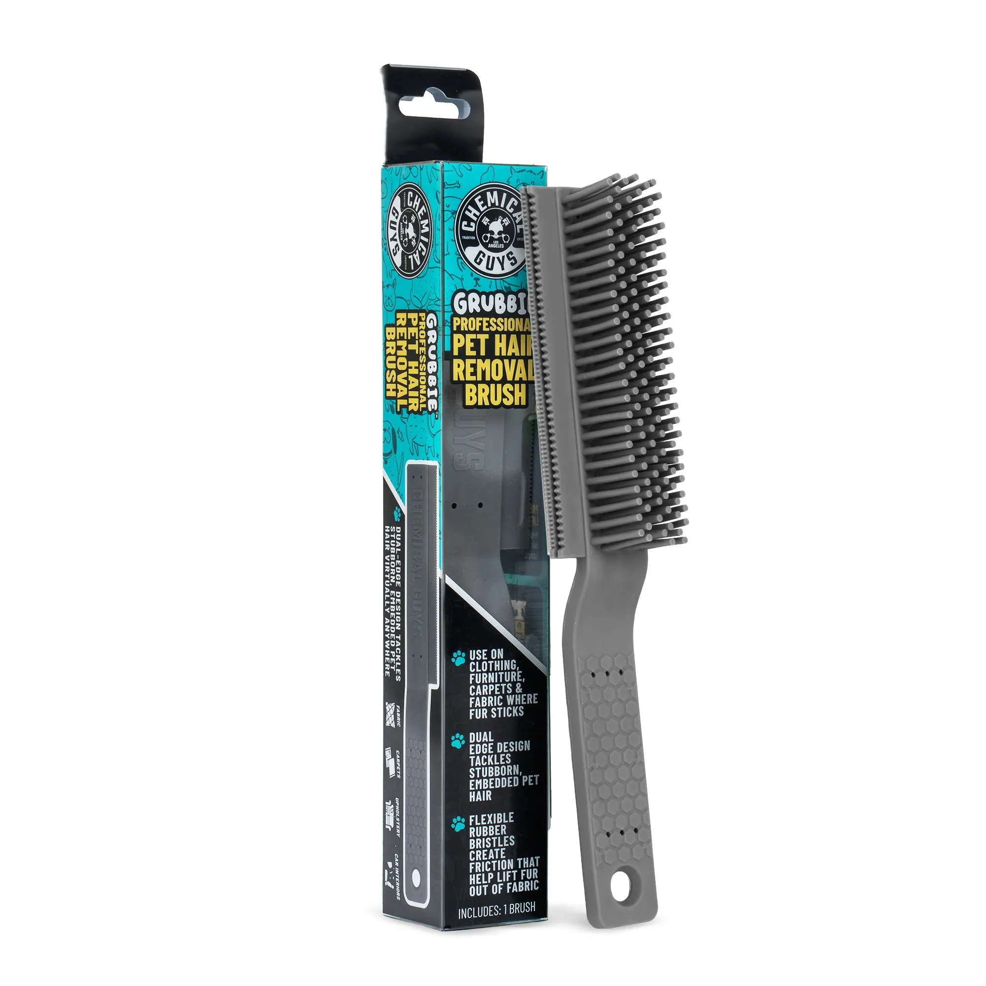 Chemical Guys Professional Rubber Pet Hair Removal Brush - Durable Rubber Bristles, Static Lift, Easy Cleanup, Grooming & Cleaning Tool for Car Seats & Mats, Car Wash Accessories, Pet Clothes