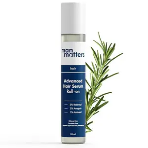 Man Matters Advanced Hair Growth Serum Roll On 3% Redensyl 2% Anagain 1% Aminexil & Rosemary Leaf Extract for Enhanced Hair Regrowth 25ml