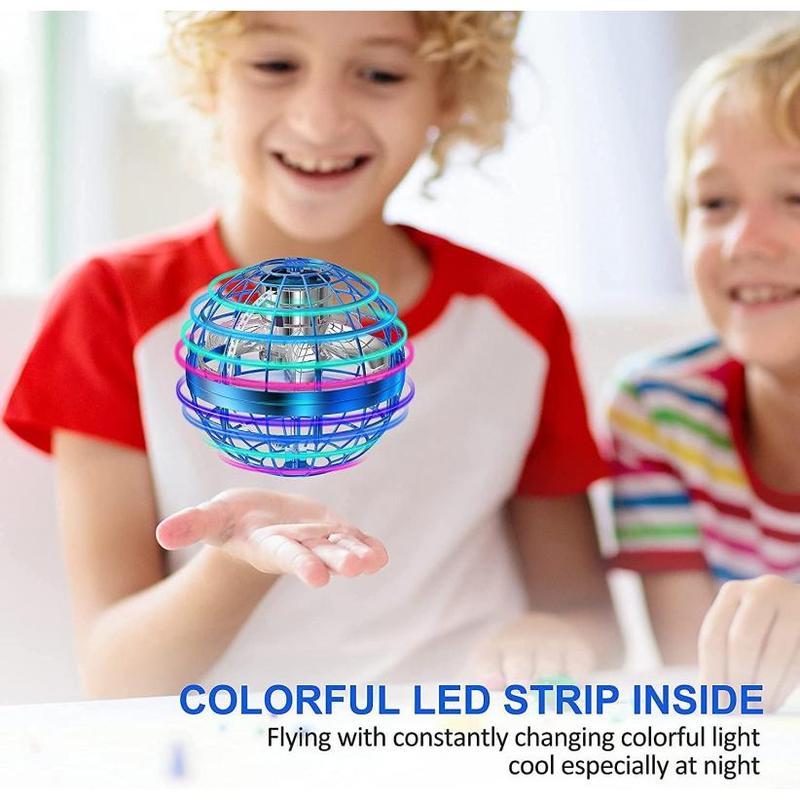Levitating Flying Ball with Lights Cosmic Globe Boomerang Hover Ball Galactic Fidget Spinner Hand Drone Orbit Cool Toys Gift USB Charging RGB Light LED Anti-Gravity 6-12 year old