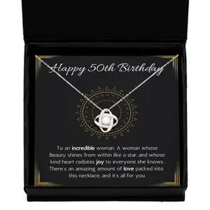 Happy 50th birthday jewelry gift for woman turning 50 necklace with message card, 50th birthday gift necklace for sister, friend, wife, mom