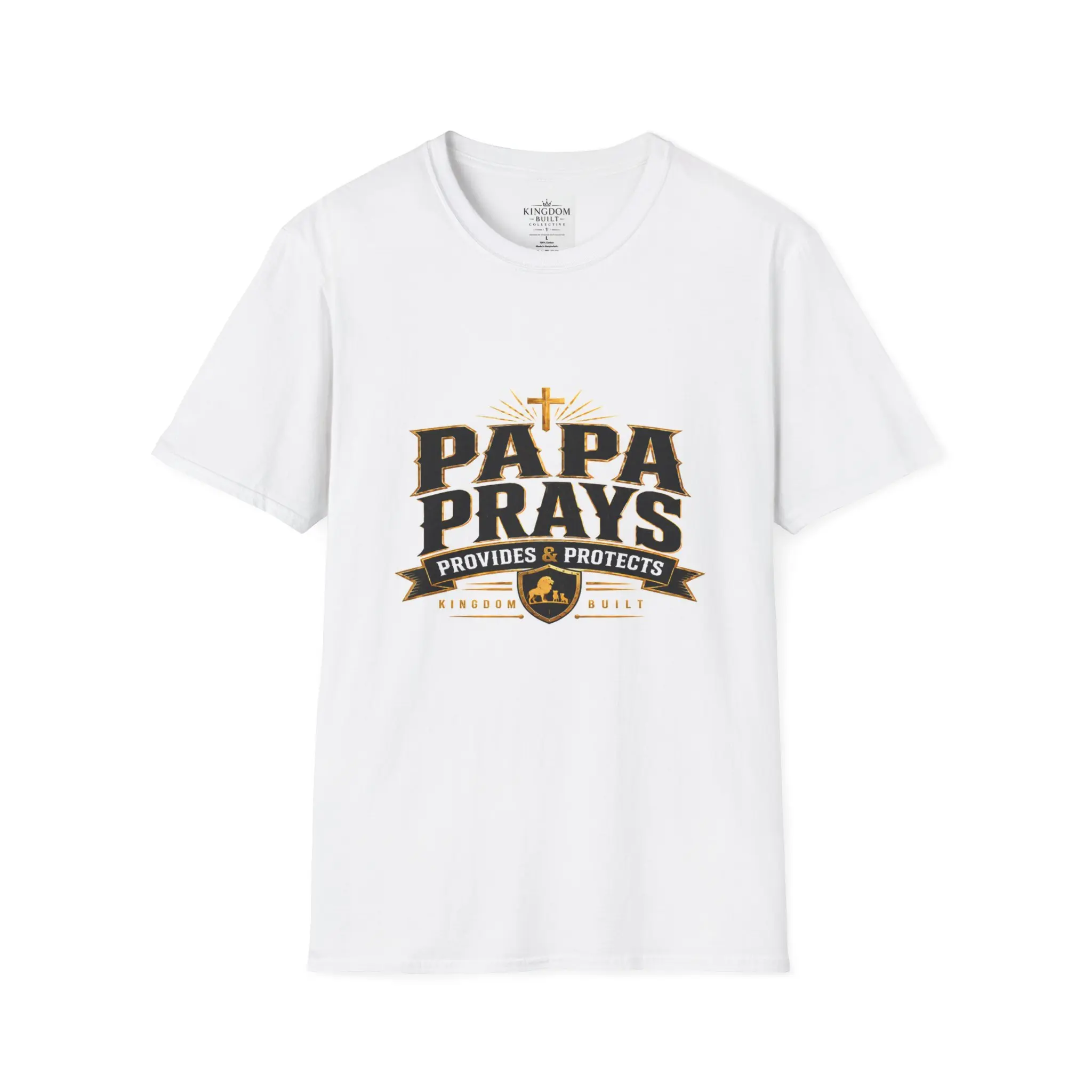 Papa Prays T‑Shirt — Faithful Dad Inspirational Tee (Provides & Protects)