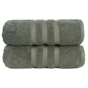 Veteran Textile 2 Piece Towel Set - 100% Pure Turkish Cotton - Luxury Towel Set for Bathroom.  Bath Sheet Towels.   Dark Green