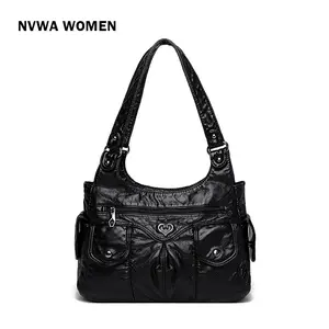 Women's Punk Rivet Studded Purse, PU Leather Funky Satchel Shoulder Handbag with Multi Pockets for Daily Use