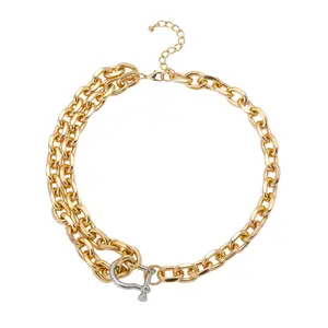 Bold collarbone chain, exaggerated heavy metal collar necklace, fashionable asymmetrical necklace