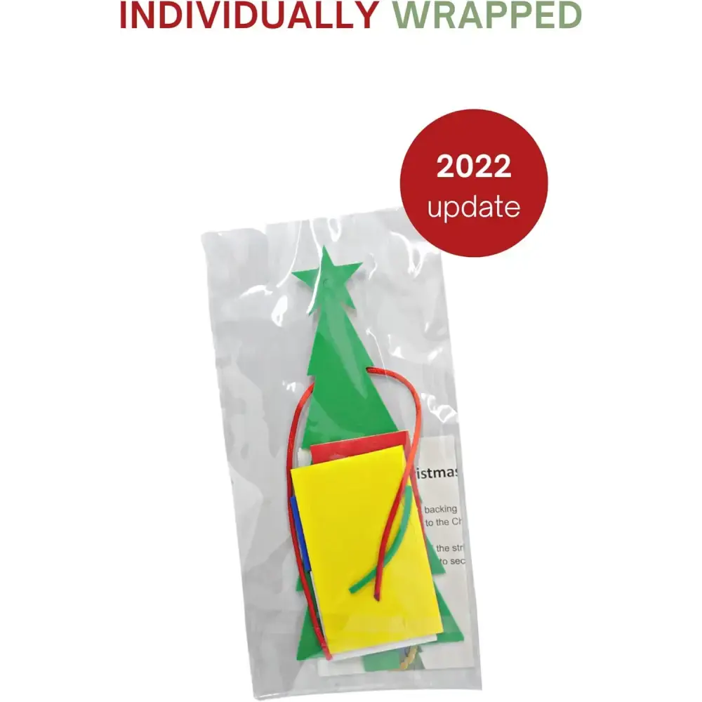 4E's Novelty 24 Pack Christmas Tree Craft Kit - Individually Wrapped Ornament Decorating Kit for Kids 3-12, Self Adhesive DIY Christmas Tree for Kids