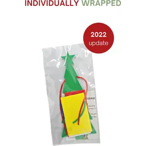 4E's Novelty 24 Pack Christmas Tree Craft Kit - Individually Wrapped Ornament Decorating Kit for Kids 3-12, Self Adhesive DIY Christmas Tree for Kids