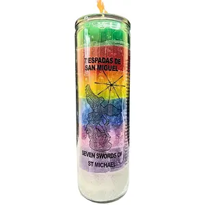 Romesen 7 Espadas de San Miguel Arcangel, Veladora 7-Colores 7-Dias, 7 Swords 7-Color 7-Day Prayer Candle