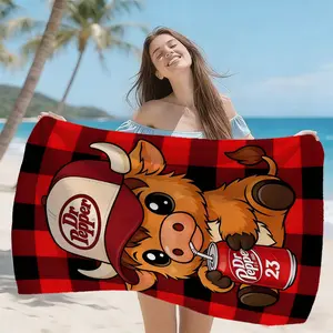 Cartoon Bull Microfiber Beach Towel, Quick-Dry Sand-Resistant Bath Towel, Reusable Home Multi-Purpose Towel, Camping Towel