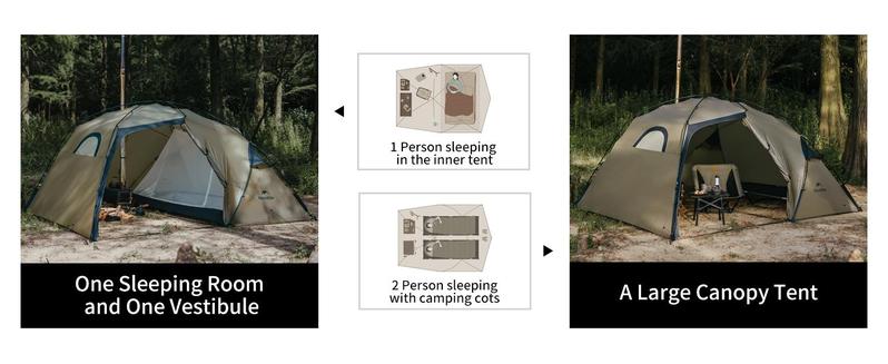 Naturehike Massif Hot Tent with Stove Jack, 4 Season Ultralight Winter Tent, Waterproof Windproof Camping Tent with Room and Vestibule