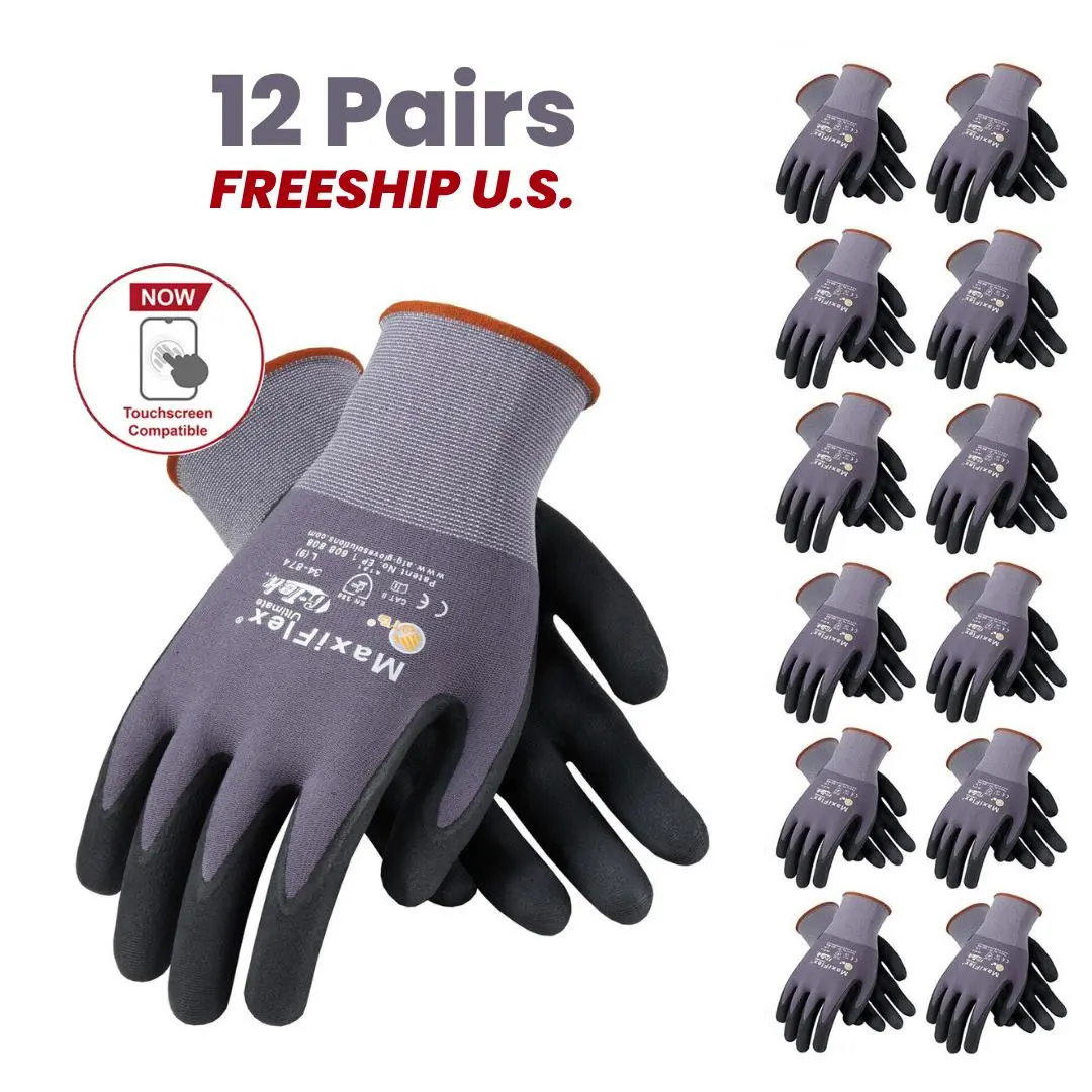 6/12 Pares Guantes Para Trabajo - Maxi Flex Foam Work For Men - Enhanced Grip MaxiFlex Nitrile Gloves 6/12 Pares Guantes Para Trabajo - Maxi Flex Foam Work For Men - Enhanced Grip MaxiFlex Nitrile Gloves