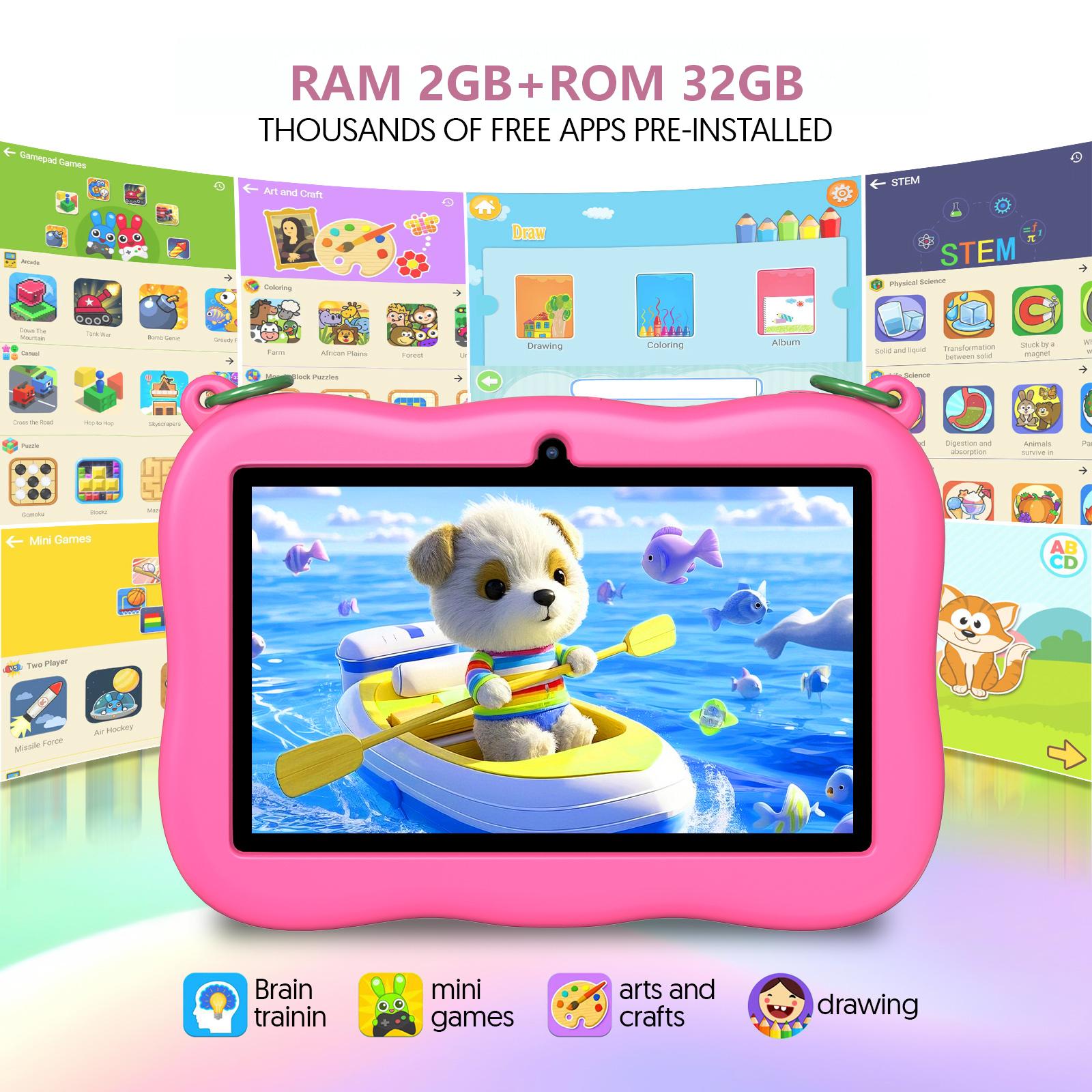 Android 13 Tablets, 7 Inch Kids Tablets, WiFi, with 3500mAH Battery, Dual Camera, Quad Core CPU, 2GB RAM and 32GB ROM, 1024*600 IPS Touch Screen Tablets, Perfect for Gift