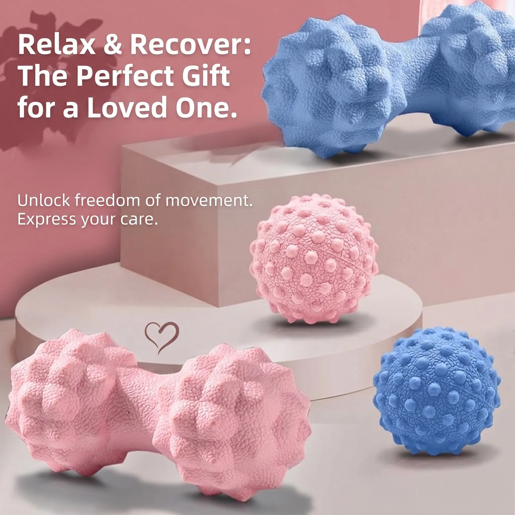 Peanut Massage Ball & Trigger Point Lacrosse Ball, Deep Tissue Myofascial Release Tool, Muscle Relaxer for Back Foot Neck Recovery, Perfect Gift for Parents & Loved Ones, Portable Self-Massage Ball for Gym Yoga Home Use