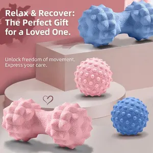 Peanut Massage Ball & Trigger Point Lacrosse Ball, Deep Tissue Myofascial Release Tool, Muscle Relaxer for Back Foot Neck Recovery, Perfect Gift for Parents & Loved Ones, Portable Self-Massage Ball for Gym Yoga Home Use