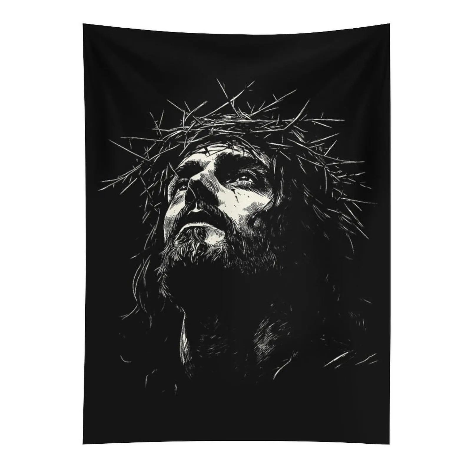 Jesus Crown of Thorns Wall Tapestry, Vintage Christian Religious Wall Hanging, Bedroom Living Room Dorm Decor