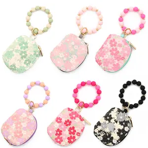 2026 Multifunctional Waterproof Wrist Bag Semicircular Card Bag Keychain Printed Leather Wallet Silicone Bracelet ID Bag