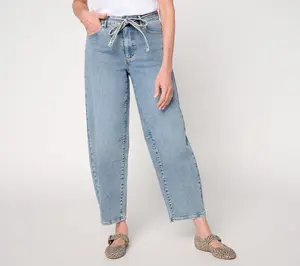 Me by Jennie Garth Petite Indigo Slight Barrel Self-Tie Jean