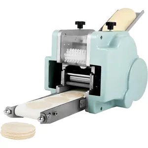 Commercial Electric Dumpling Skin Maker, 140W 110V Electric Wonton Dough Processing Machine 60pcs/Min Stainless Steel Maker with 3.15in Circular Mold Automatic Dumpling Wrapping Machine for Restaurant Kitchen Utensils Silver Blue