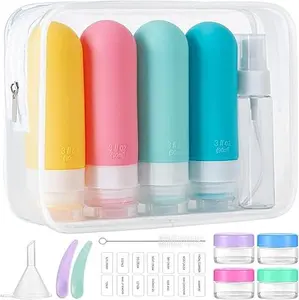 16pack Travel Bottles for Toiletries, TSA Approved LeakProof Squeezable Silicone Toiletry Containers for Shampoo, Conditioner, 3oz Portable Refillable Traveling Size Liquid Containers (16Pcs/Colorful)