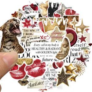 50pcs Vintage Stickers, Aesthetic Waterproof Vinyl Stickers for Scrapbook Journaling, Cottagecore Retro Sticker Pack for Laptops & Journals