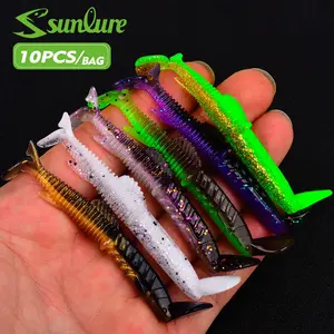 Sunlure 10pcs Swimbaits Paddle, 3.14 Inchs Paddle Tail, Soft Lure for Trout Crappie Bass, Durable Plastic Bait Swimmer, Fishing Lover's Gift
