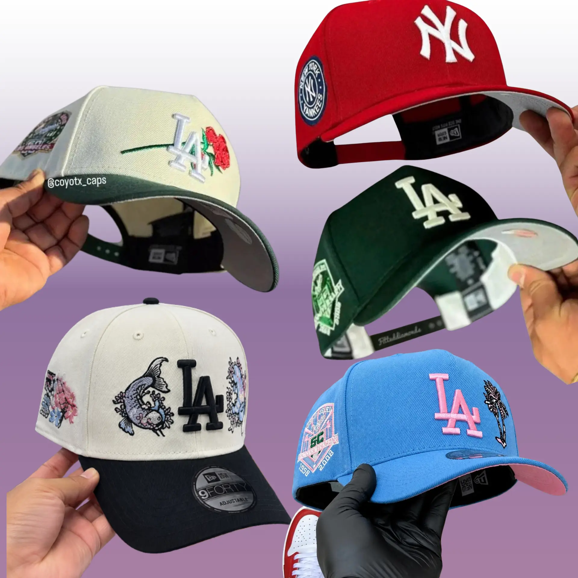 New Era MLB Dodgers Yankees 9FORTY Baseball Hat – 59FIFTY Inspired Adjustable Snapback Cap, Curved Brim, Embroidered Team Logo, Unisex Casual Outdoor Hat, Breathable Trucker Style, Vintage Sportswear, USA TikTok Trend