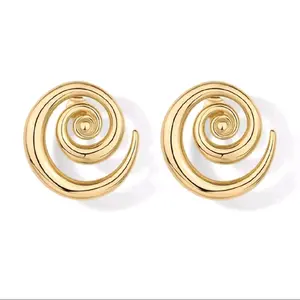 Spiral Stud Earrings Gold and Silver Tone Fashionable Jewelry for Women Trendy Accessory