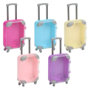 5 Piece Mini Luggage Shape Storage Box, Transparent Plastic with Handle, Small Organizer for Jewelry and Accessories, Compact Sorting Container