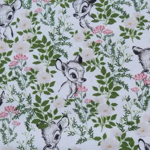 Fabric by the Yard with Adorable Baby Deer print 100% Cotton for Quilting, Sewing Kids