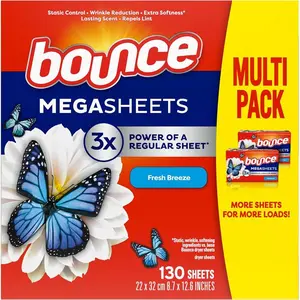 130 Count Mega Dryer Sheets Extra Softness Fresh Breeze Packaging May Vary