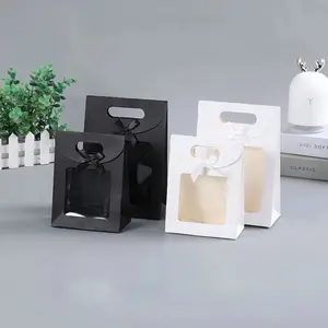 Black & White Gift Boxes with Clear Window – Wedding, Birthday & Party Favor Packaging (10/20pcs)