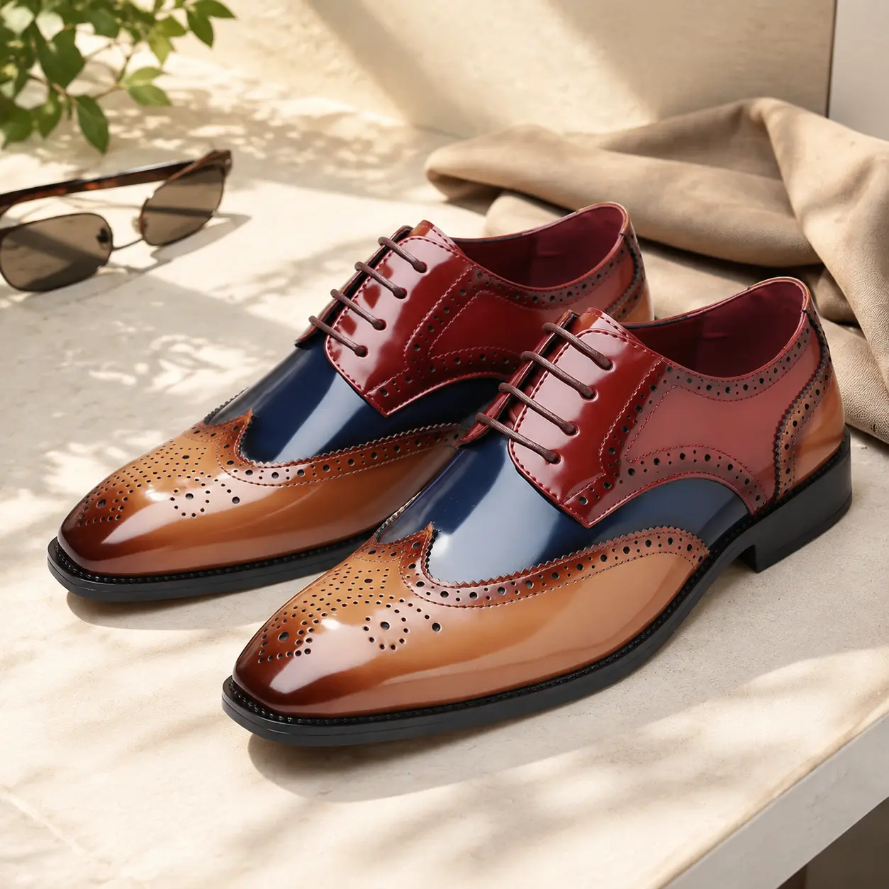Men's Wingtip Brogue Dress Shoes, Classic Oxford Design in Faux Leather with Anti-Slip Sole for Formal Business Wear, Footwear Office Work Shoe Smooth Shoe