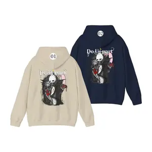 Couple Jack Sally Outfits Matching Hoodie for Couple Graphic Hoodie Casual Streetstyle Fleece Fabric Pullover Hooded Sweatshirt Trendy Tops Oufits