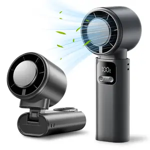 Portable Handheld Fan — Features multi-level wind speed adjustment and a battery life of up to 12 hours. This multifunctional fan combines three modes in one—handheld, desktop, and neck-hanging—delivering powerful airflow.