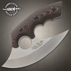 "Hibben Legacy Tundra Ulu   6 1/4"" Blade   7 1/4"" Overall Length   Black/Brown Micarta Handle   420HC Stainless Steel   Includes Genuine Leather Sheath"